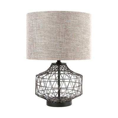 20" Black Lamp Base LED With Brown Shade 