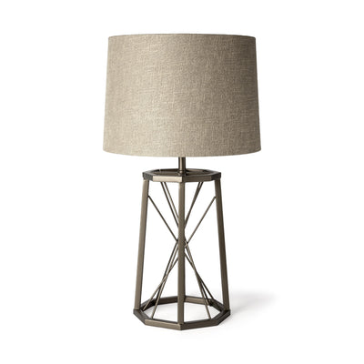 29" Bronze Lamp Base LED With Beige Shade 