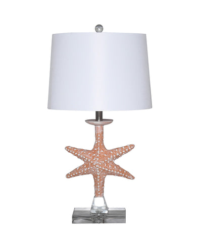 Set of 2 Orange Coastal Starfish Table Lamps 