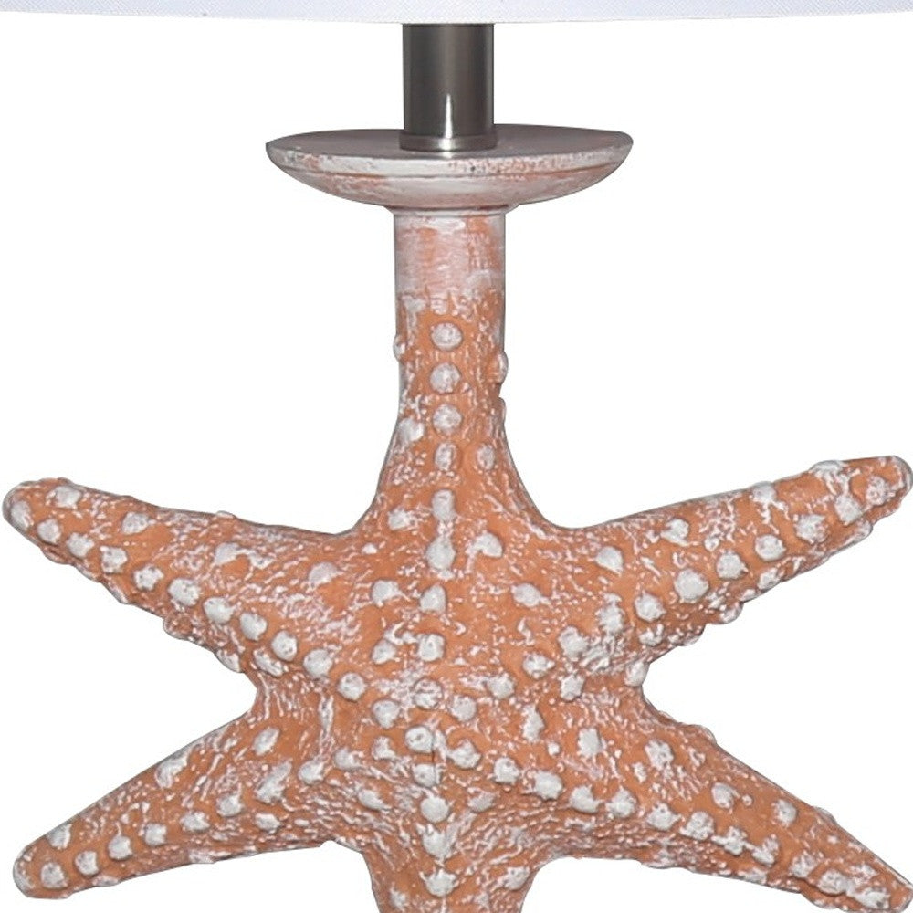 Set of 2 Orange Coastal Starfish Table Lamps