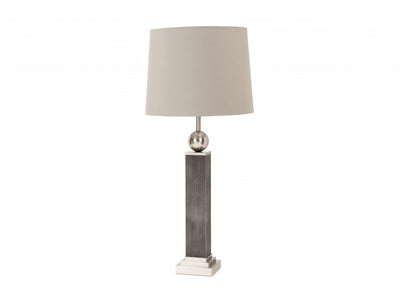 Set of 2 Modern Distressed Gray and Silver Table Lamps 