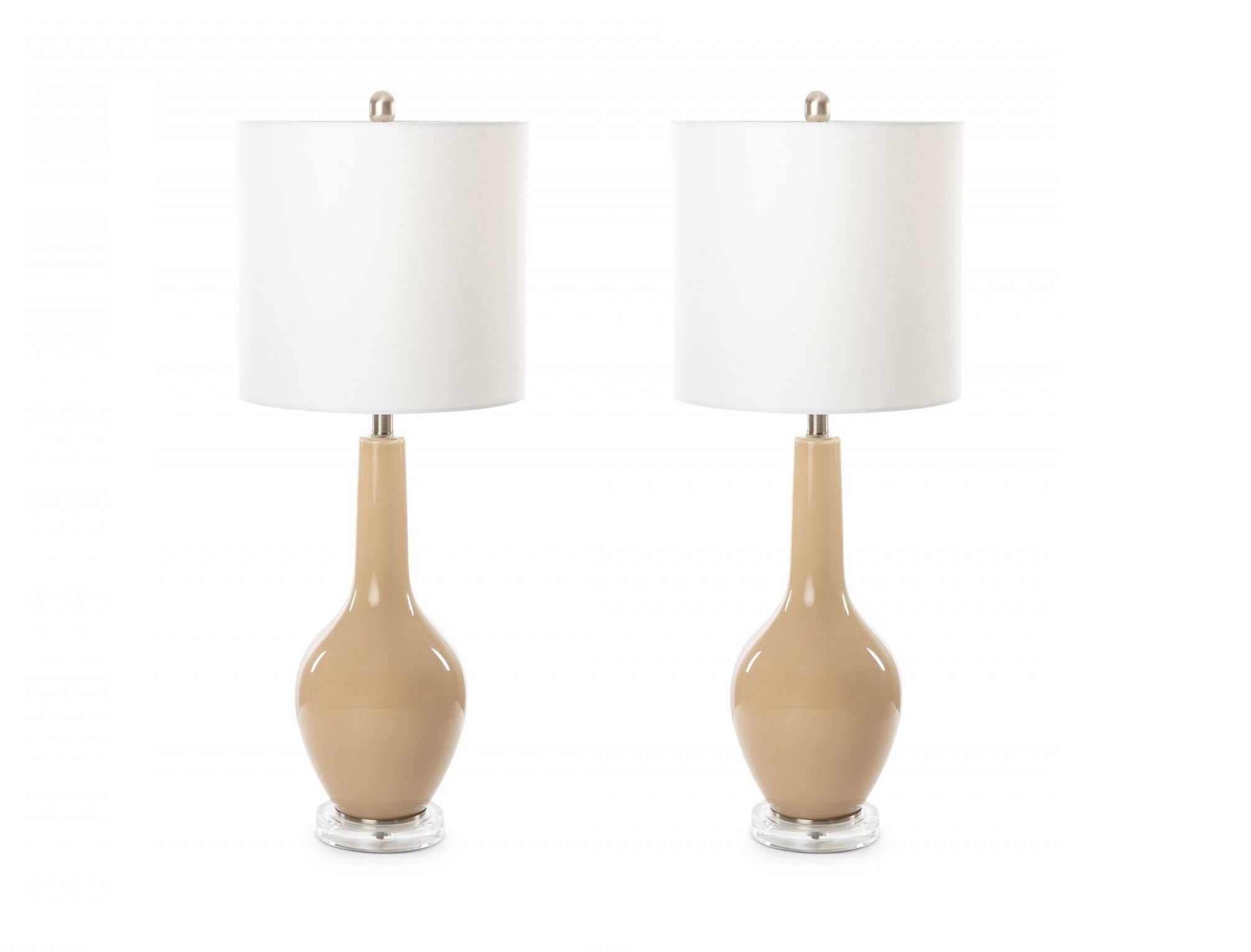 Set of 2 Beige Modern Acrylic Table Lamps