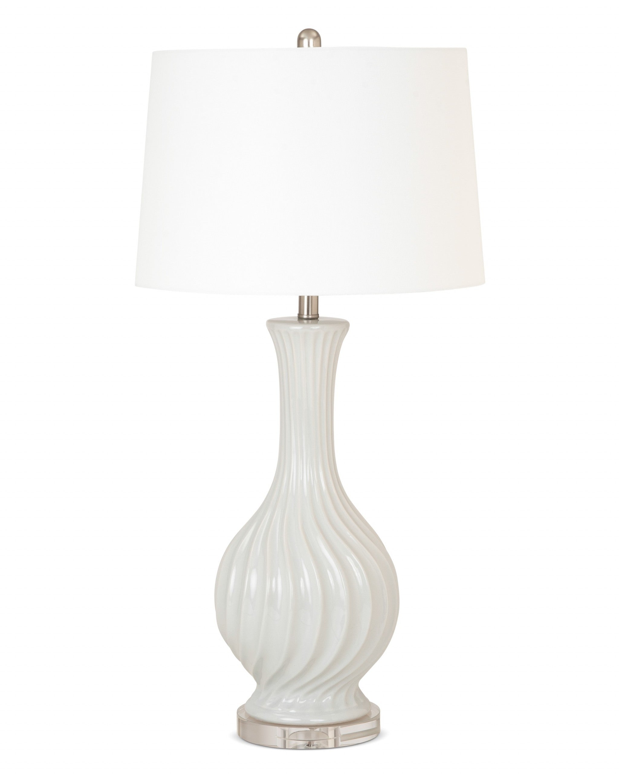 Set of Two Light Gray Curved Ceramic Table Lamps