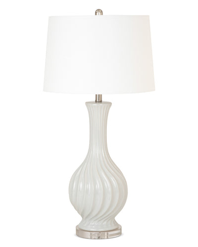 Set of Two Light Gray Curved Ceramic Table Lamps 