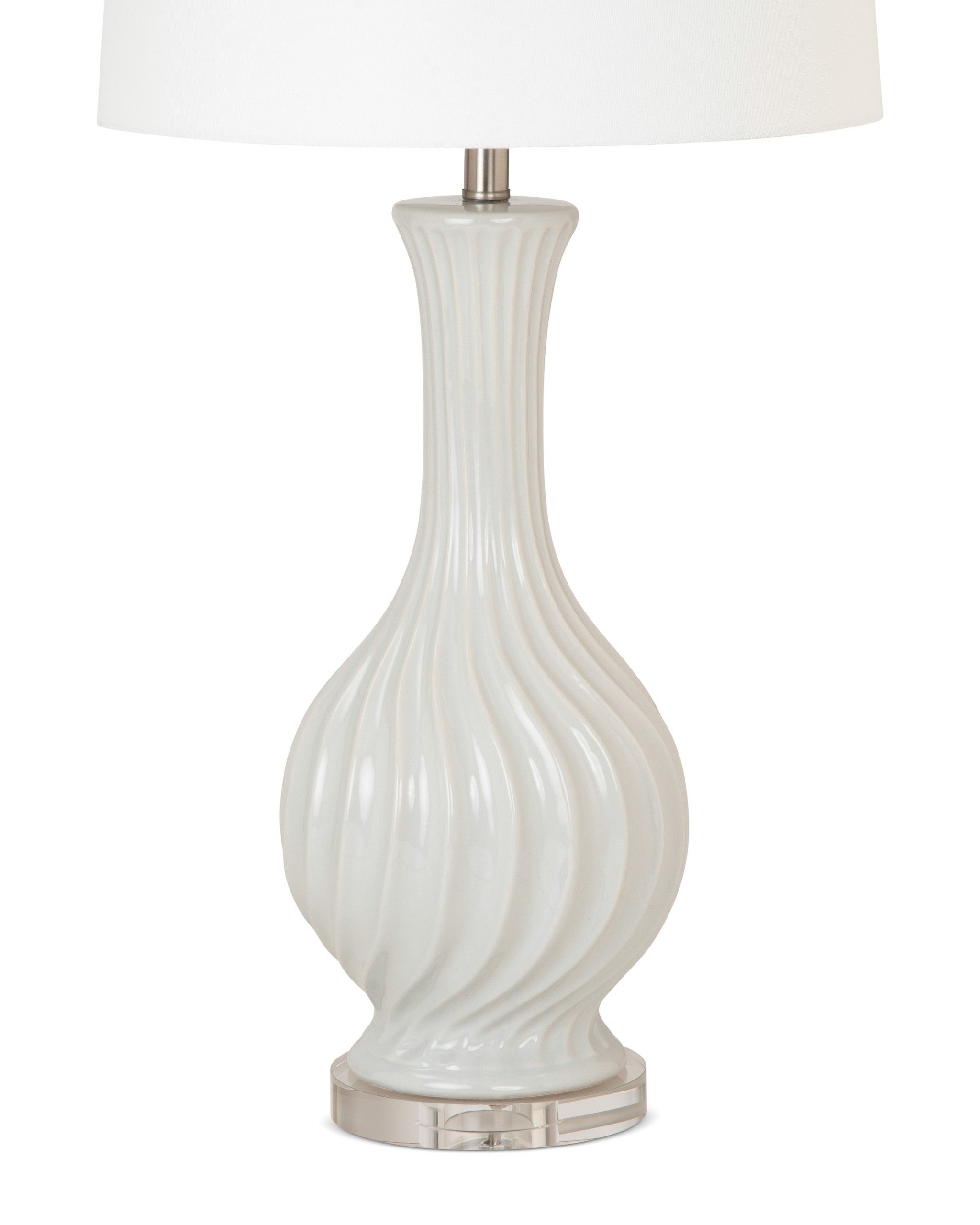 Set of Two Light Gray Curved Ceramic Table Lamps