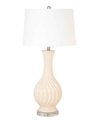Set of 2 Beige Curved Ceramic Table Lamps 