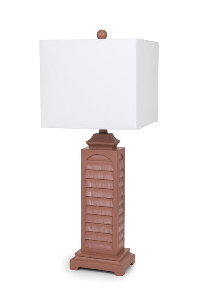 Set of 2 Blush Red Slatted Table Lamps with Square Shade 