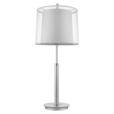 31" Silver Metal Table Lamp With White Empire Shade 