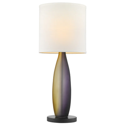 30" Ebony Lacquer Solid Wood Standard Table Lamp With White Shade 