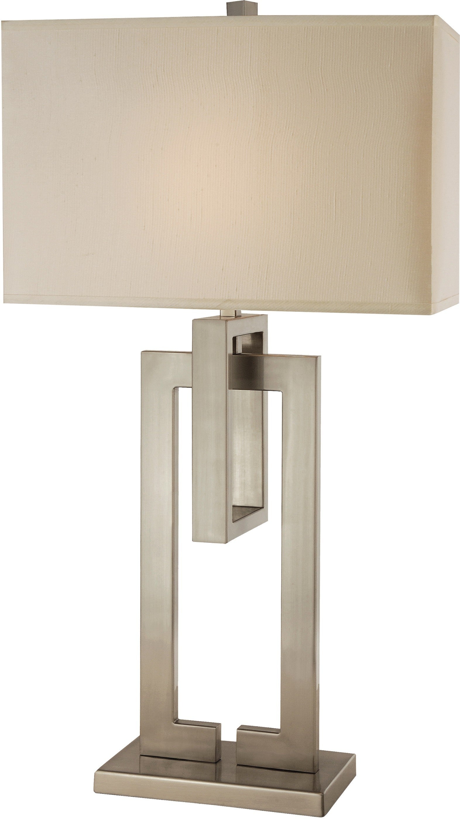 36" Silver Metal Table Lamp With Cream Rectangular Shade 