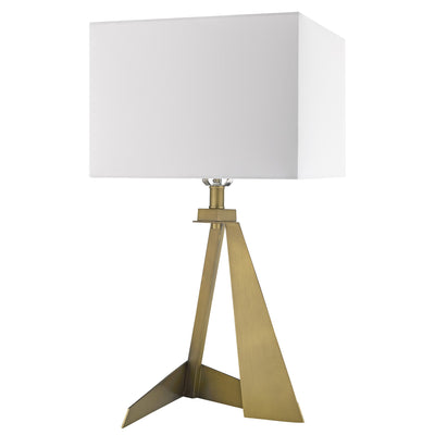 25" Brass Metal Table Lamp With White Rectangular Shade 