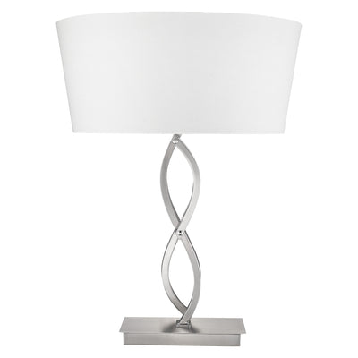 25" Silver Metal Table Lamp With White Empire Shade 