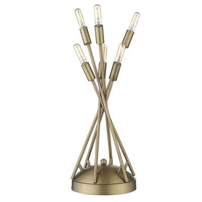 19" Brass Metal Six Light Table Lamp 