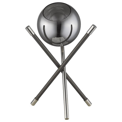 18" Silver Metal Globe Table Lamp With Black Globe Shade 