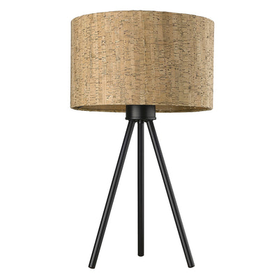 21.8" Matte Black Cork Shade Table Lamp 