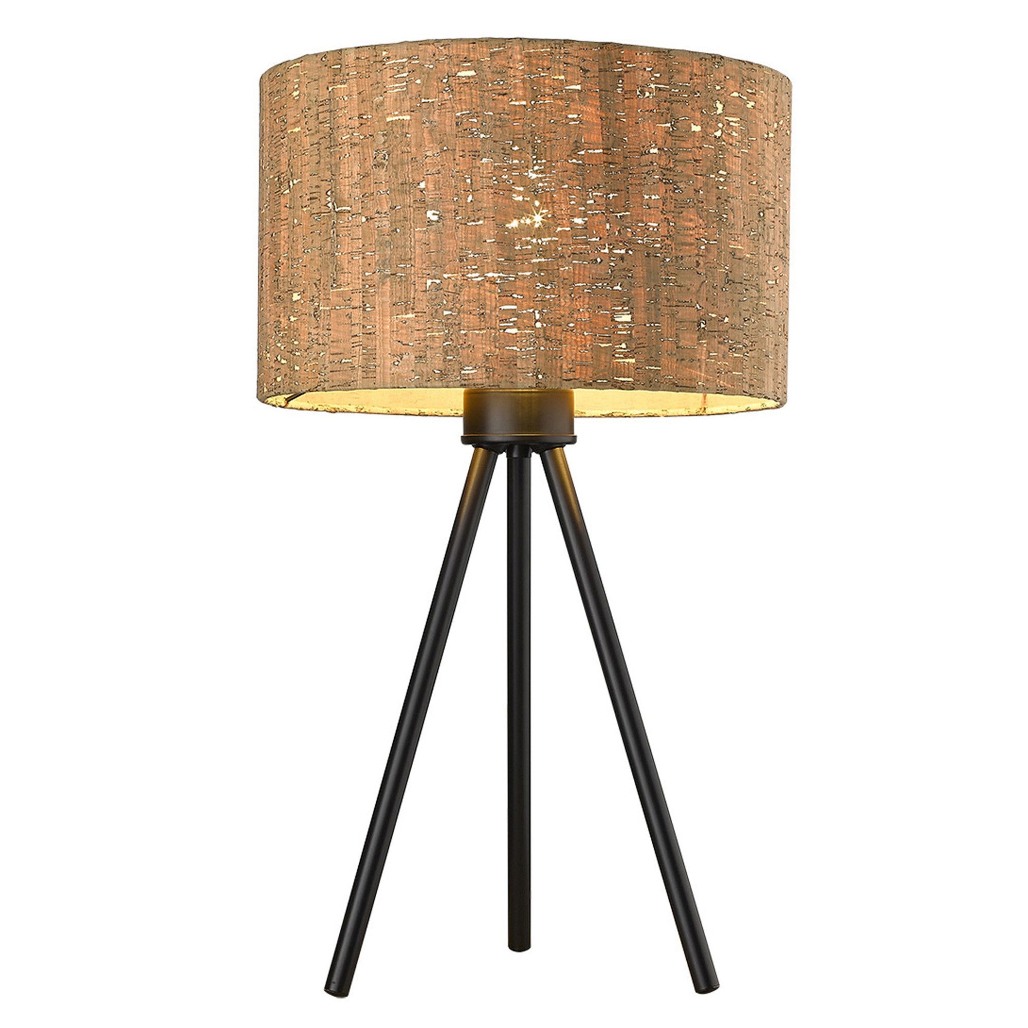 21.8" Matte Black Cork Shade Table Lamp