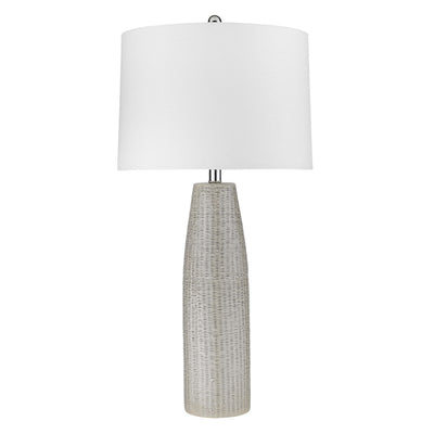 33" White Ceramic Table Lamp With White Empire Shade 