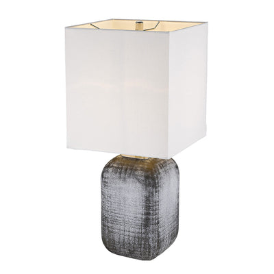 25" Gray Ceramic Table Lamp With White Square Shade 