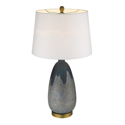 30" Brass Metal Table Lamp With White Empire Shade 