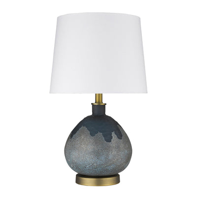22" Brass Metal Table Lamp With White Empire Shade 