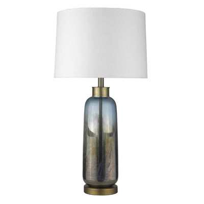31" Brass Metal Table Lamp With White Empire Shade 