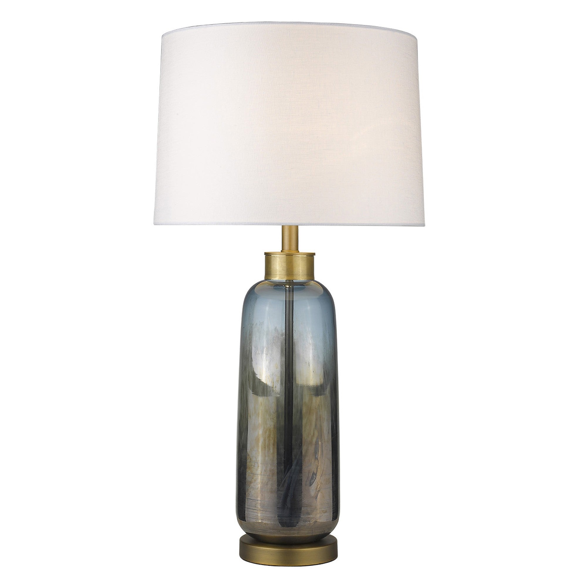 31" Brass Metal Table Lamp With White Empire Shade