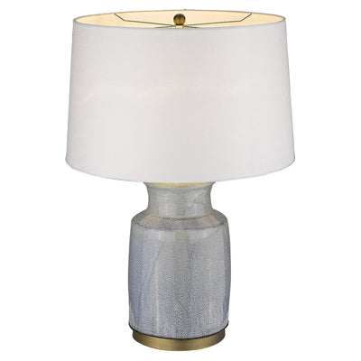 27" Brass Metal Table Lamp With White Empire Shade 