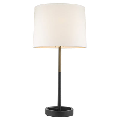 31" Black Metal Table Lamp With White Empire Shade 