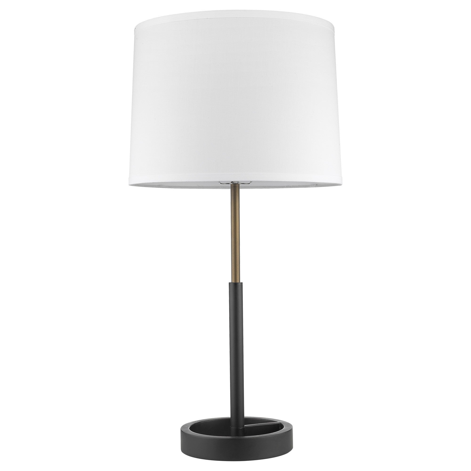 31" Black Metal Table Lamp With White Empire Shade