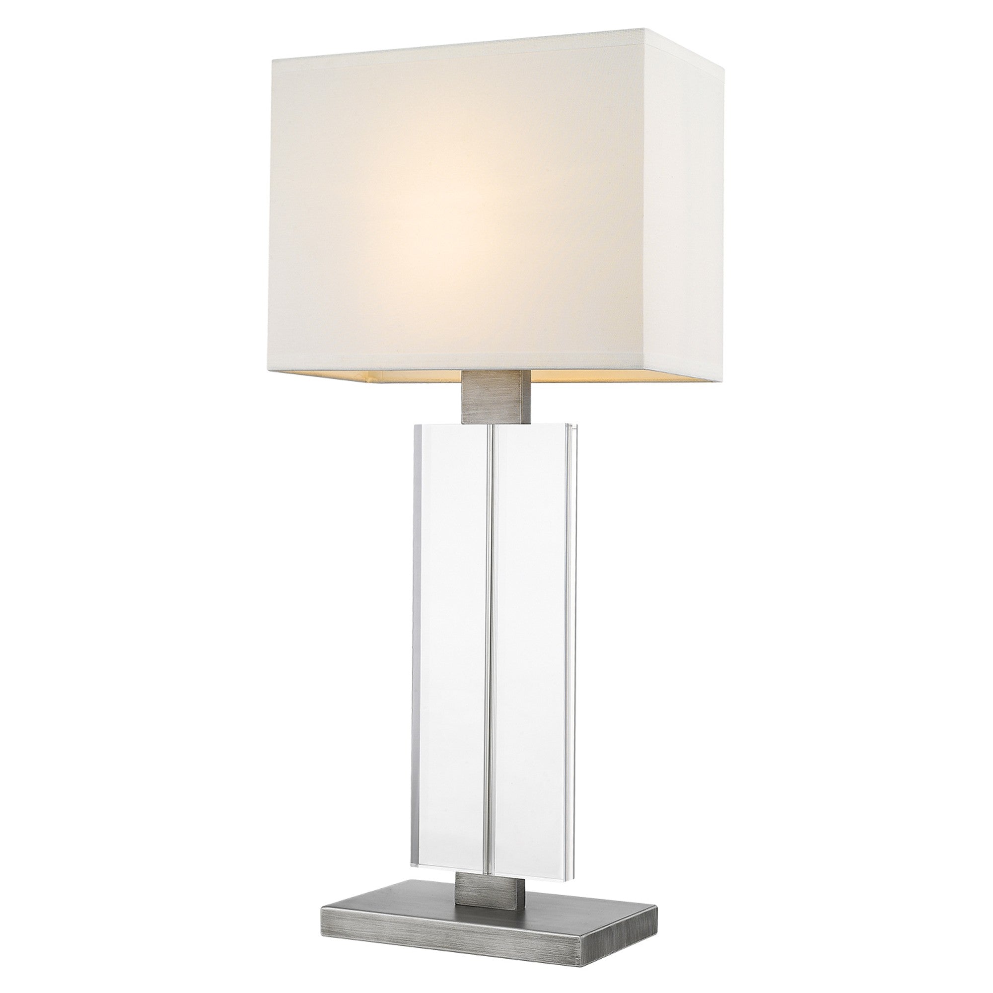 31" Silver Metal Table Lamp With White Rectangular Shade 