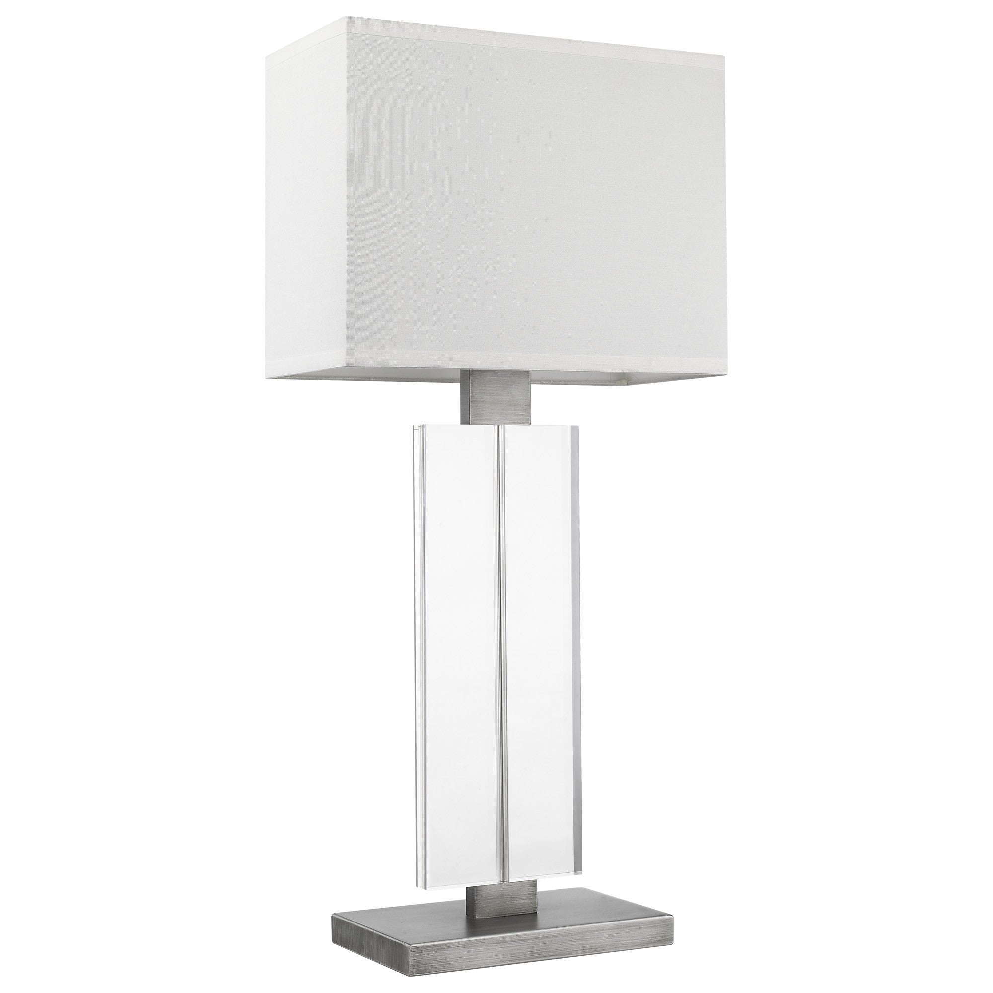 31" Silver Metal Table Lamp With White Rectangular Shade 