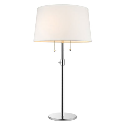 31" Silver Metal Two Light Adjustable Table Lamp With White Empire Shade 