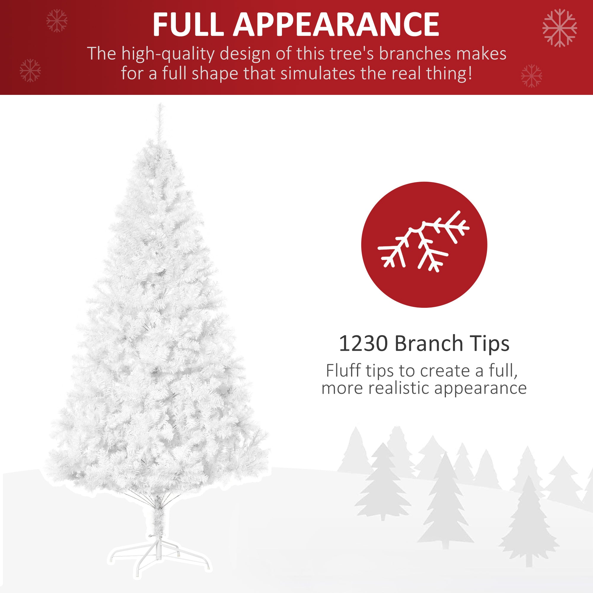 HOMCOM 7ft White Christmas Tree with Stand, Holiday Decoration - Create a Festive Atmosphere 