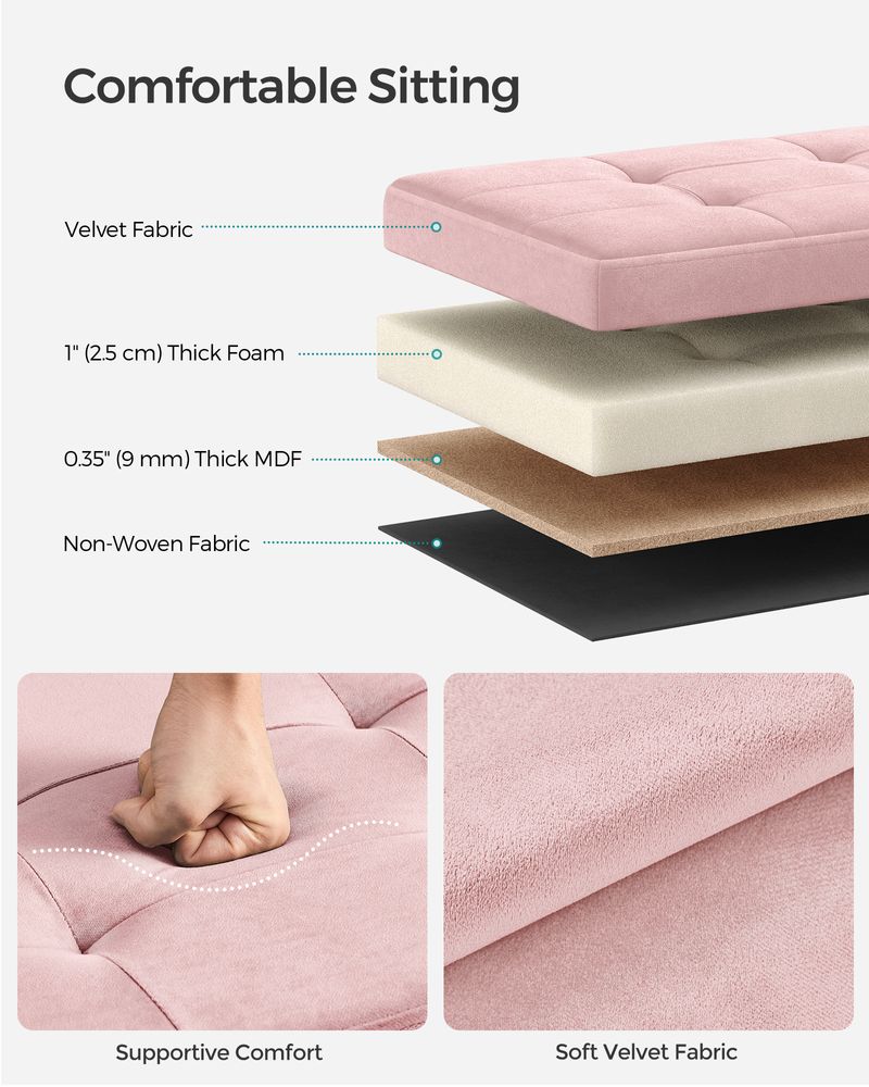 SONGMICS Storage Ottoman Bench with Storage Chest, Load up to 660 lb 
