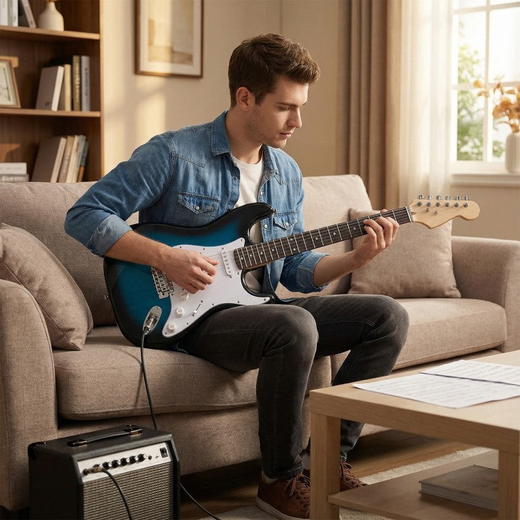 Full-Size Electric Guitar Starter Kit | 6-String Guitar with 15W Amplifier, Gig Bag & Accessories