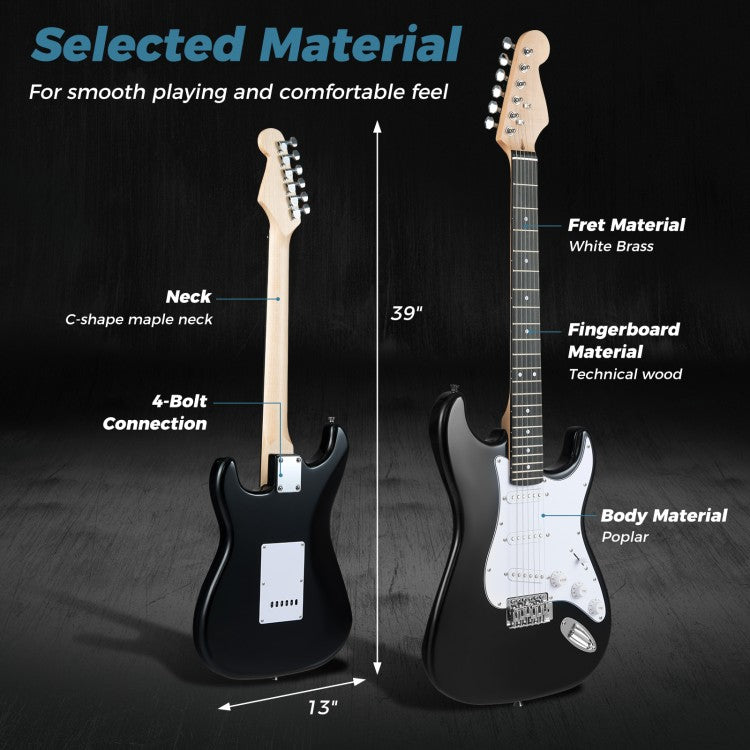 Full-Size Electric Guitar Starter Kit | 6-String Guitar with 15W Amplifier, Gig Bag & Accessories