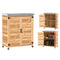 Garden Storage Cabinet, Outdoor Potting Bench Table with Metal Tabletop, Shelf and Double Doors, Natural