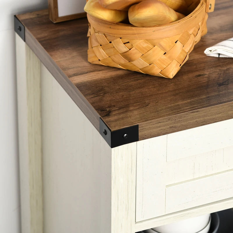 Rustic Barn Door Storage Cabinet Modern Farmhouse Buffet Sideboard for Kitchen and Dining Room White