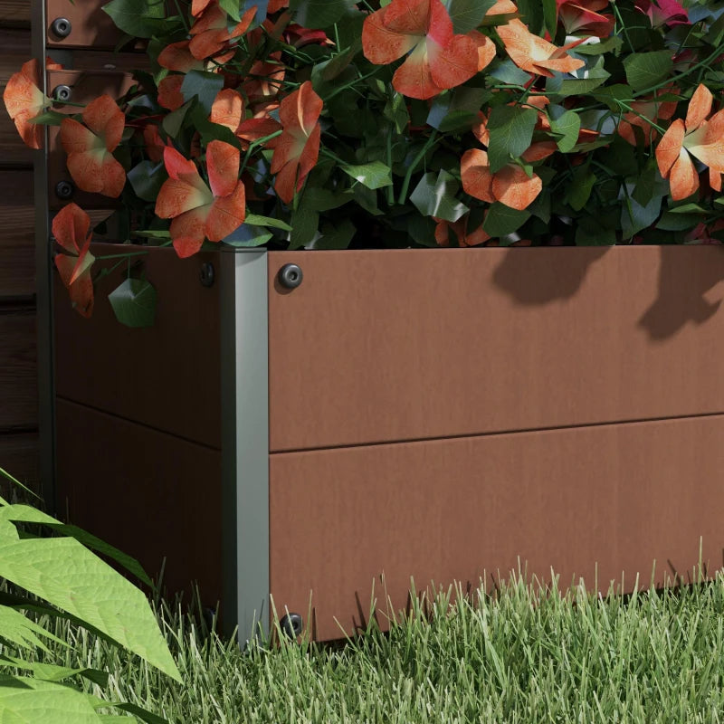 Trellis Planter for Climbing Plants, Raised Garden Bed with Trellis, Planter Box for Outdoor Garden, Light Brown
