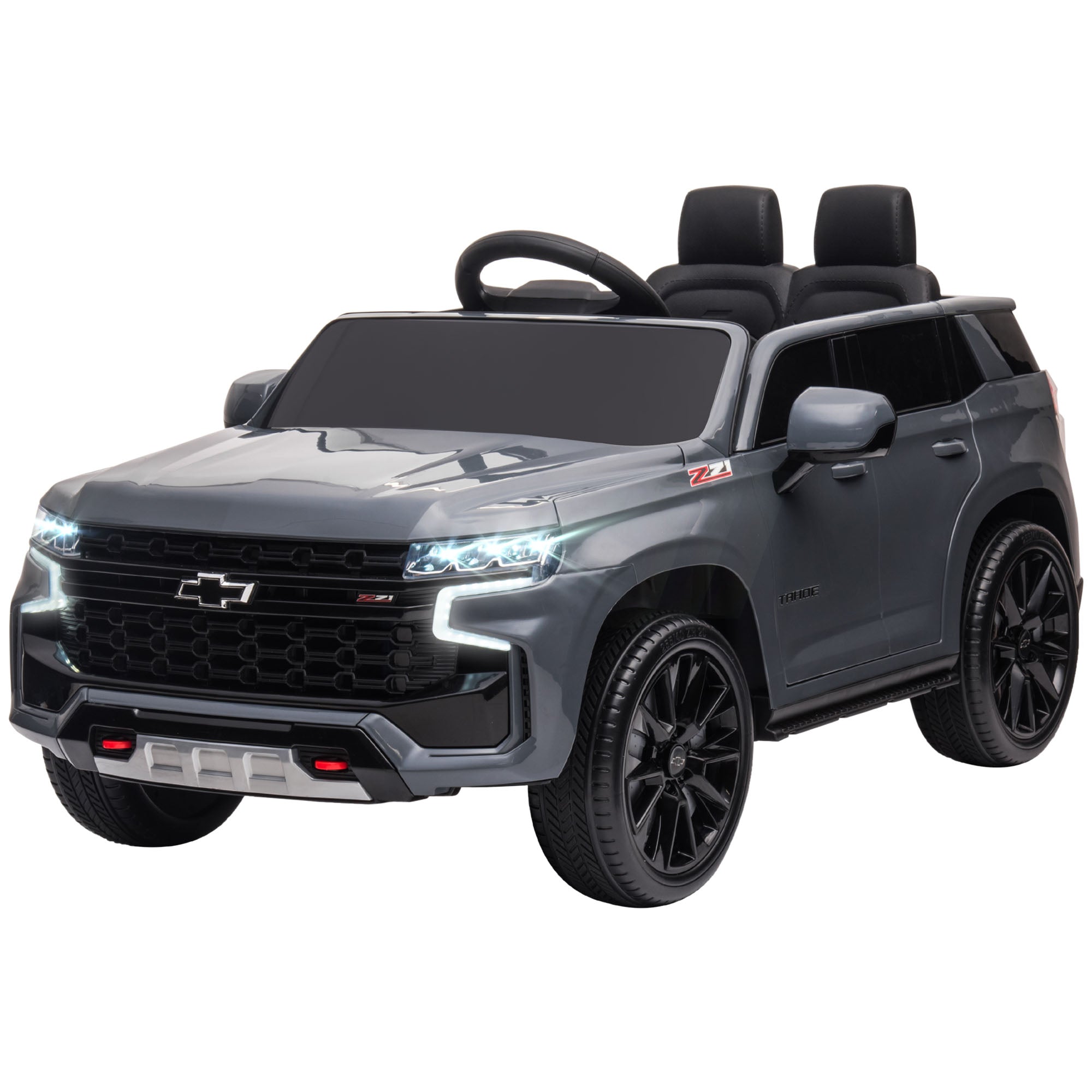 Aosom 12V Chevrolet TAHOE Kids Ride On Car Remote Control MP3 Music Lights Electric Toy Truck 3-6 Years Grey 