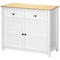 HOMCOM Contemporary Organizer: Sideboard Kitchen Storage Cabinet with Drawers, Adjustable Shelf for Entryway, Living Room, White