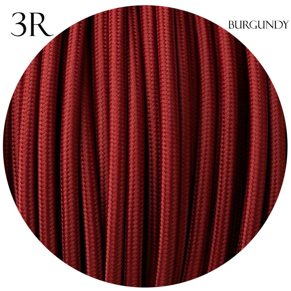 3 Core Round Flex Electrical Fabric Cable Burgundy~2112