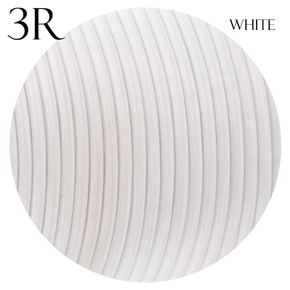 3-Core Electric Round Cable with White Color fabric finish~2127