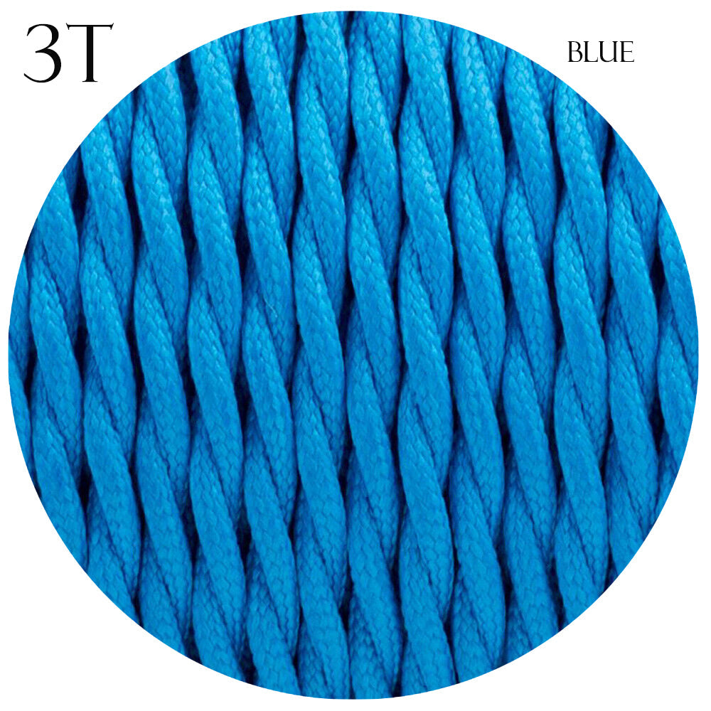 Cloth Covered Electric 3 Core Twisted Cable Blue~2108