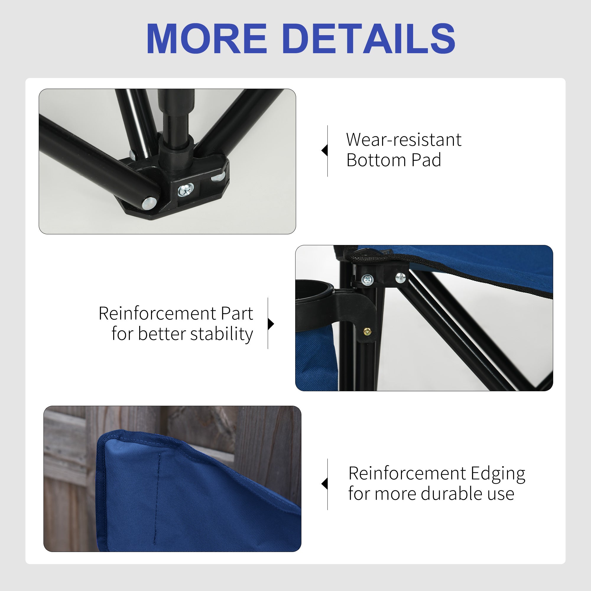 Outsunny 6 Seat Blue Sports Bench Portable Team Bench with Cup Holder and Carry Bag for Camping 