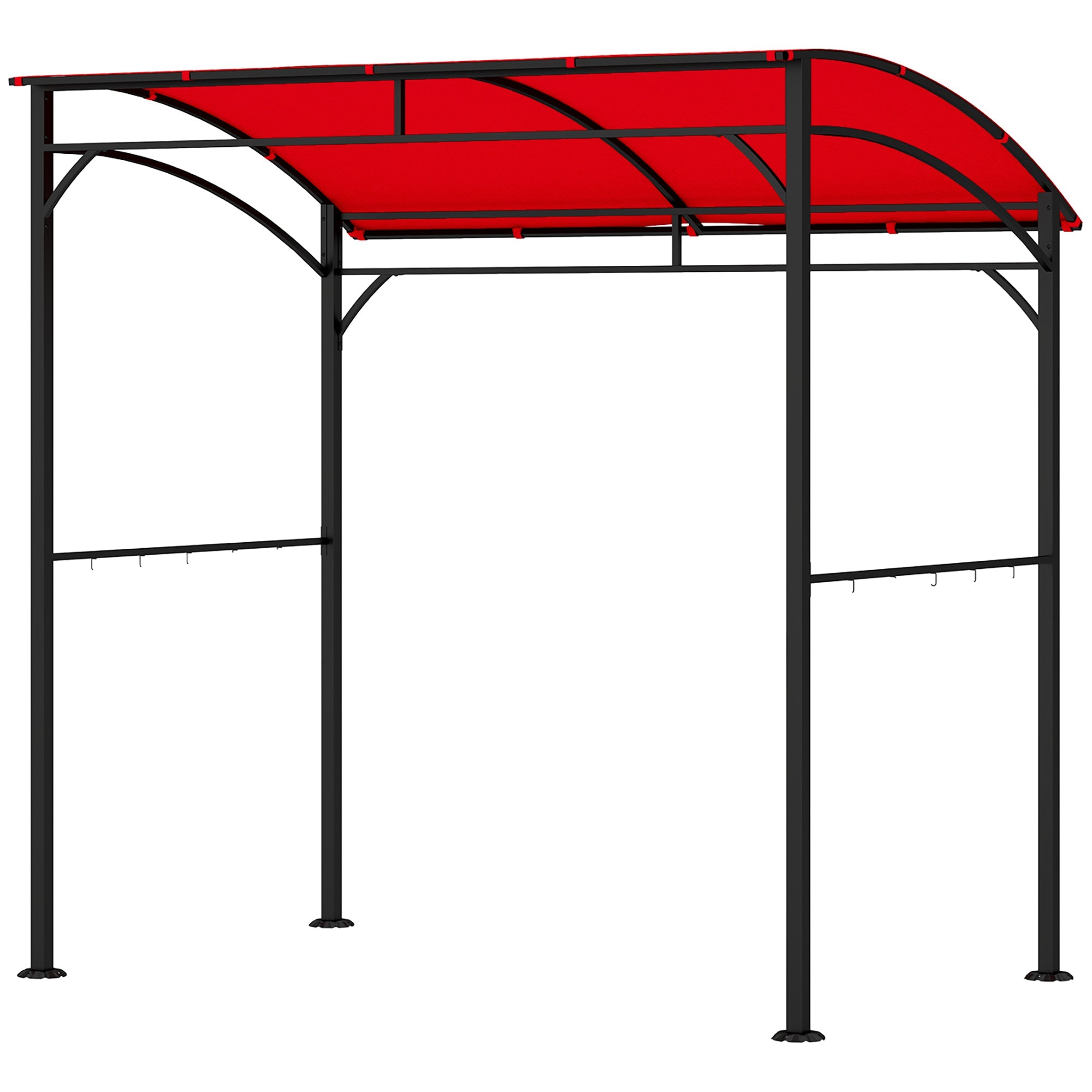 Outsunny 7' x 5' Garden Grill Canopy, BBQ Grill Gazebo Tent with Steel Frame and Hooks, Outdoor Sun Shade, Wine Red 
