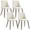 Upholstered Dining Chairs Set of 4, Velvet Accent Chair with Back and Wood-grain Steel Leg for Kitchen, Cream White
