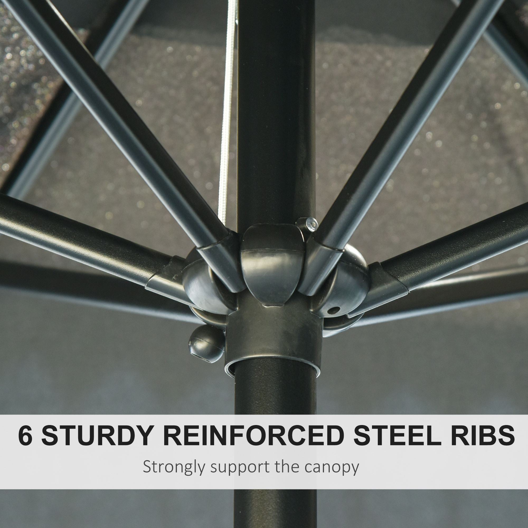 Outsunny Aluminum Patio Shelter: 8.9' Round Tilting Canopy Umbrella with 6 Ribs, Crank Handle Black 