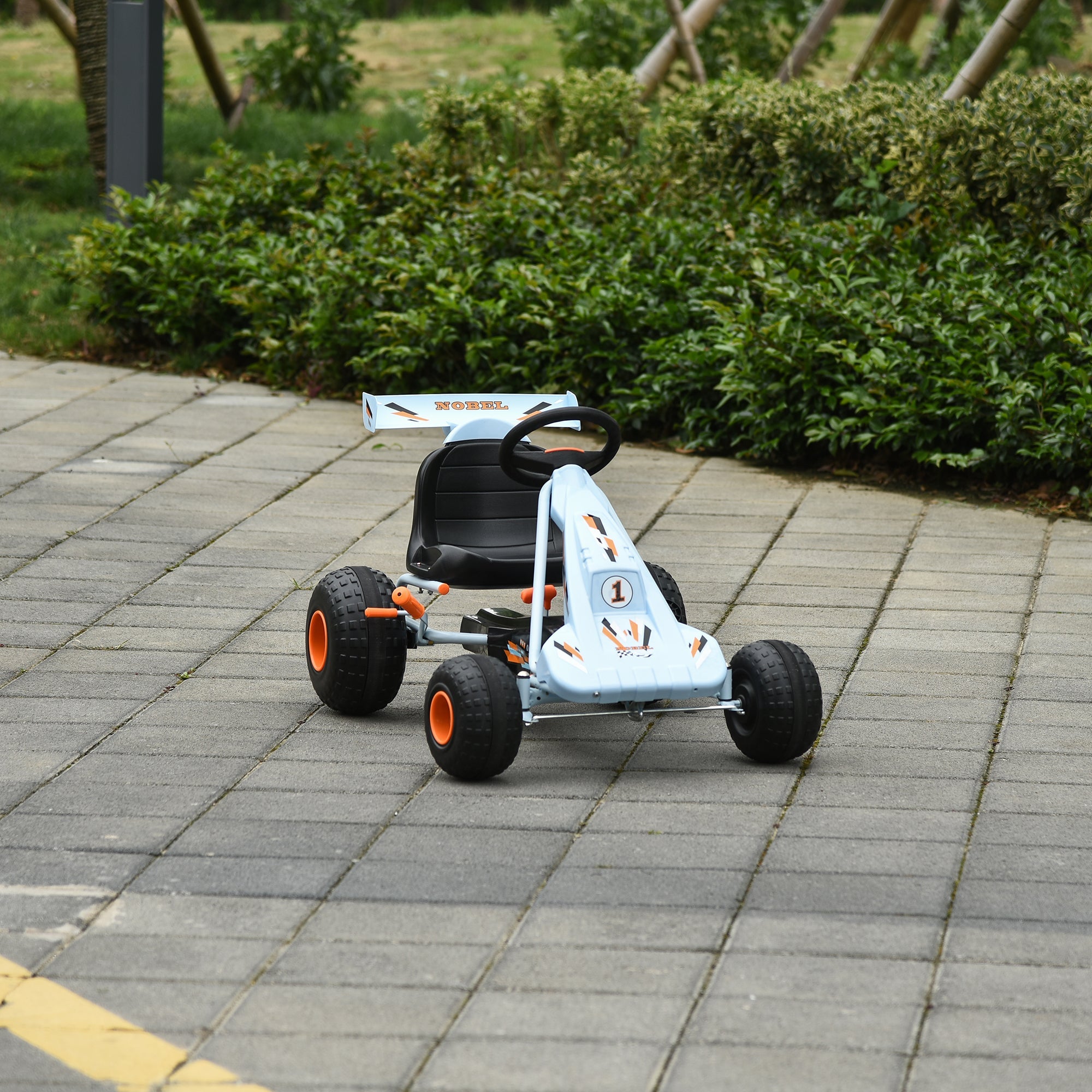Aosom Pedal Powered Go Kart for Kids 4 Wheel Ride on Car Adjustable Seat Handbrake Cute Style 