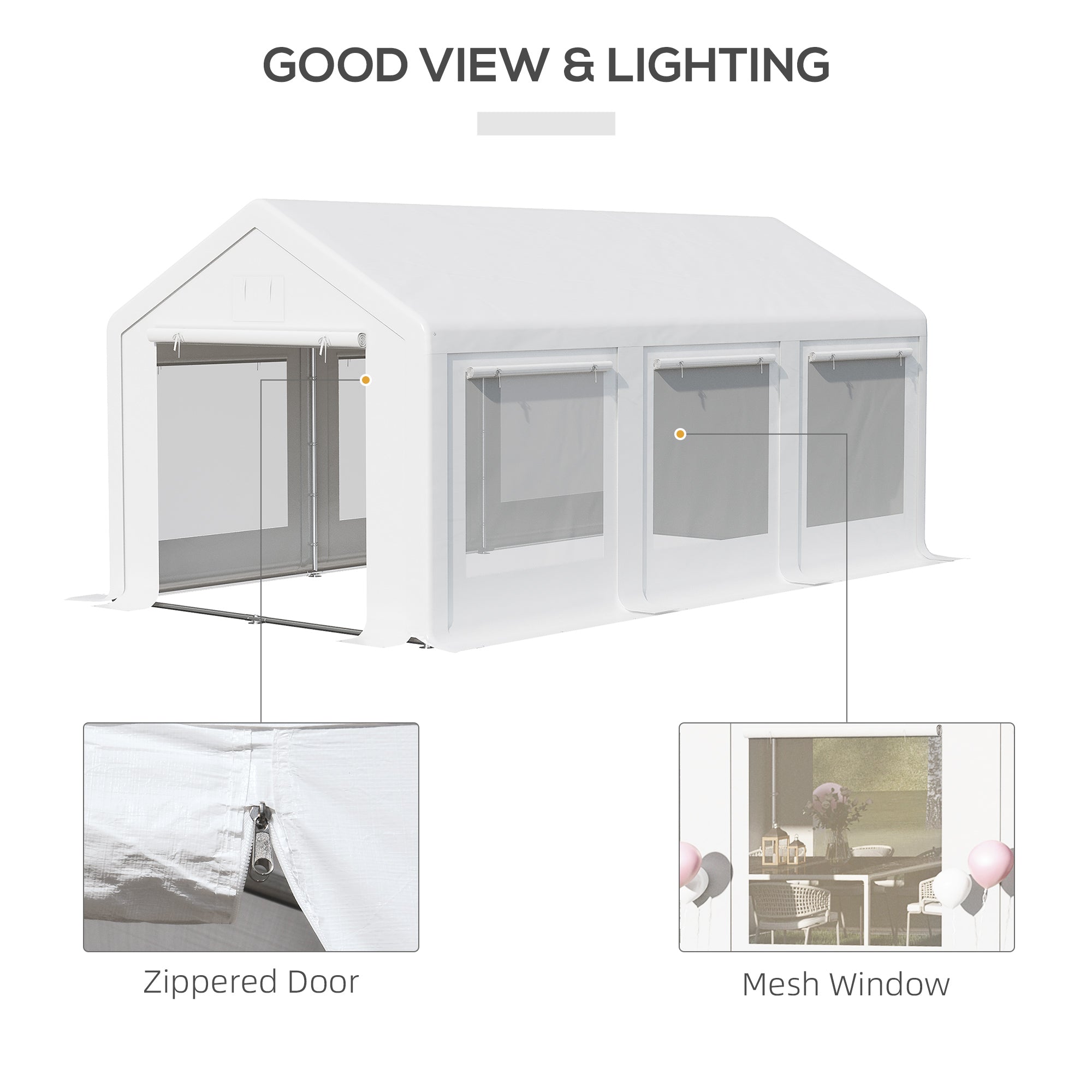 Outsunny 20' x 10' Party Tent Canopy, Gazebo Tent with 6 Removable Side Walls and Windows for Outdoor Event, White 